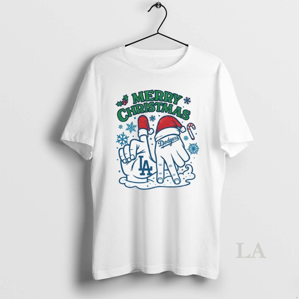 Original Merry Christmas Los Angeles Dodgers Hands Mlb Baseball World Series 2025 T-Shirts, Hoodie, Sweatshirt