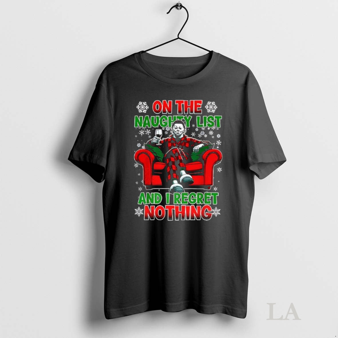 Original Michael Myers On The Naughty List And I Regret Nothing Merry Christmas T-Shirts, Hoodie, Sweatshirt