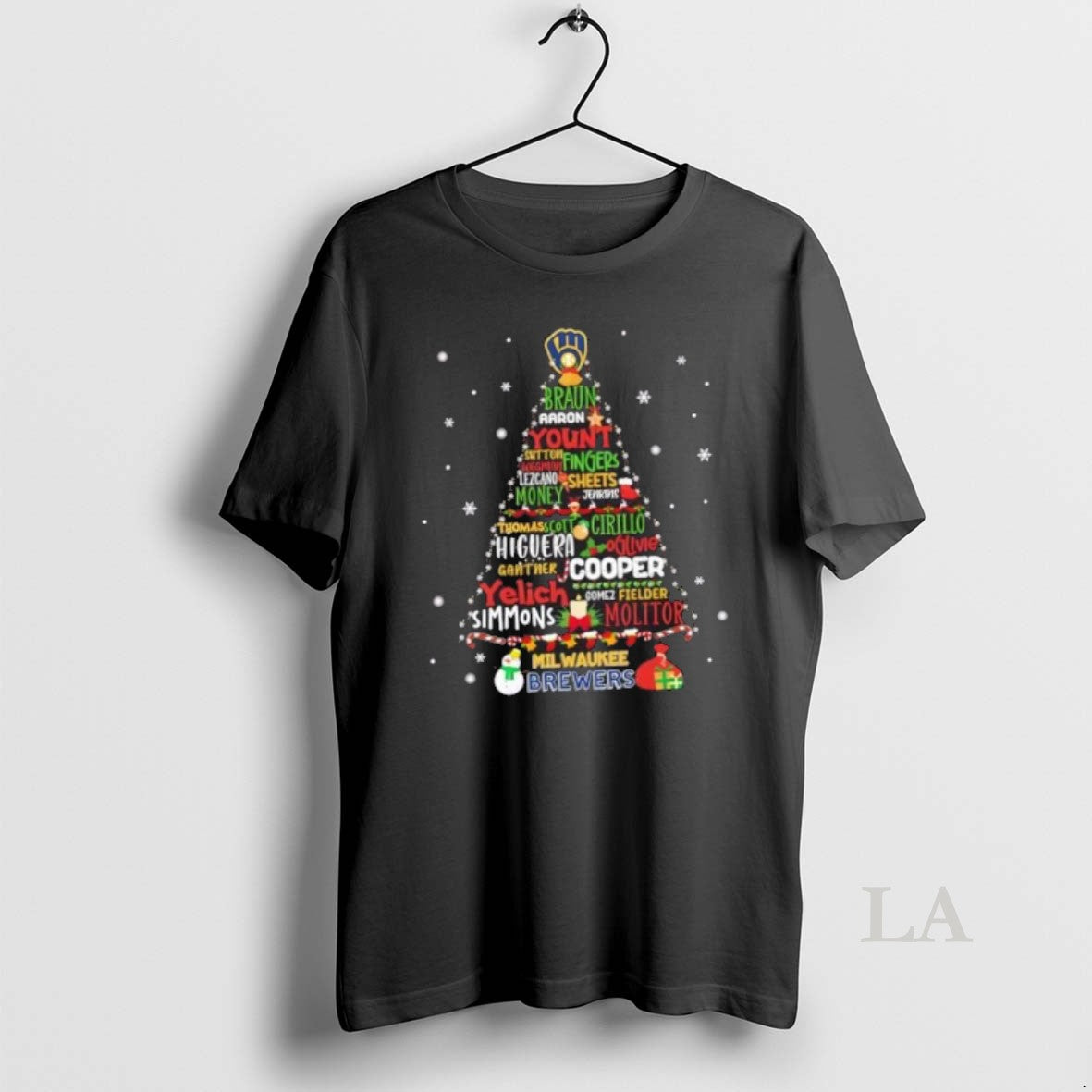 Original Milwaukee Brewers Baseball All Names Christmas Tree T-Shirts, Hoodie, Sweatshirt | InkNestWear.com