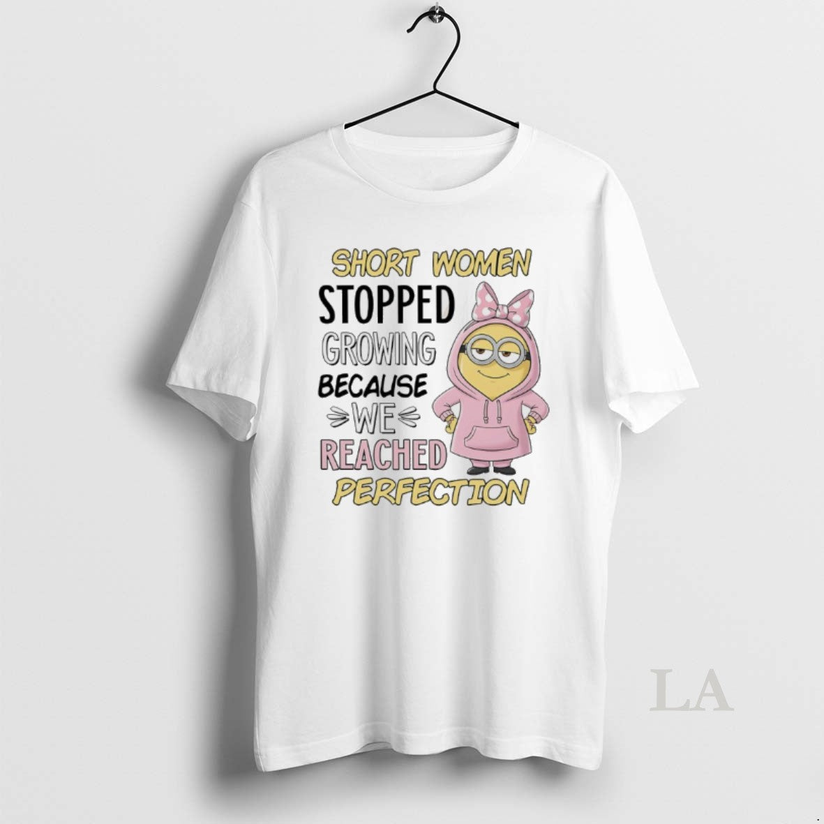 Original Minions Short Women Stopped Growing Because We Reached Perfection T-Shirts, Hoodie, Sweatshirt | InkNestWear.com