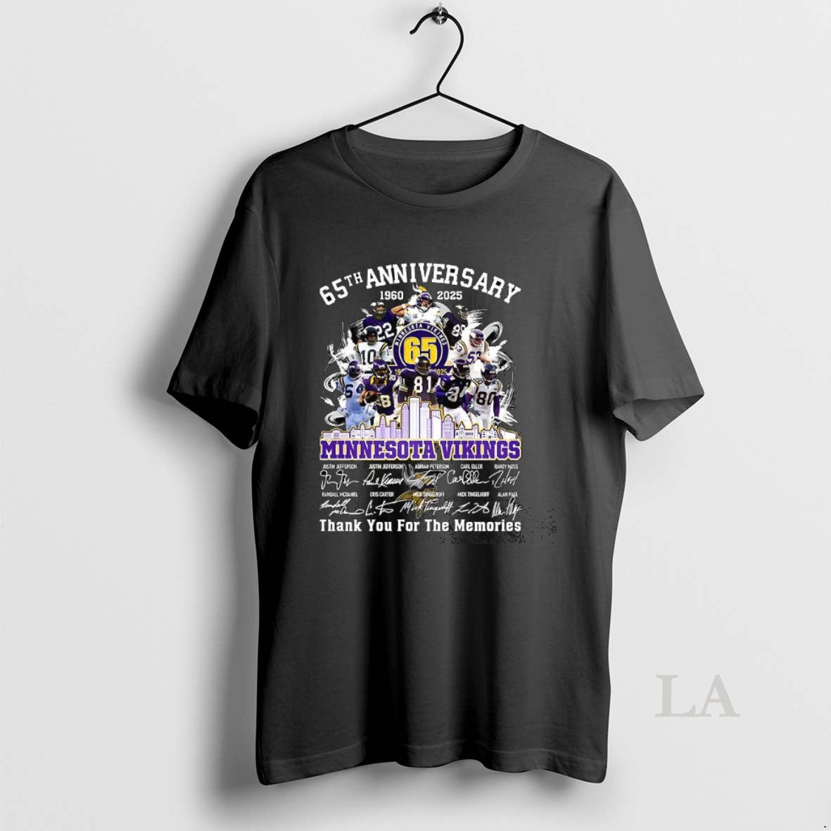 Original Minnesota Vikings 65th Anniversary Thank You For Memories Player Signature T-Shirts, Hoodie, Sweatshirt