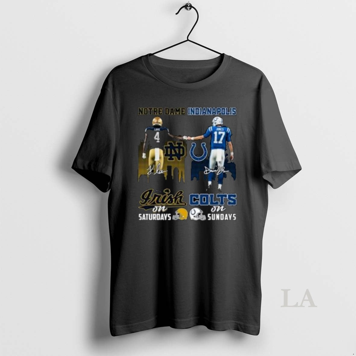 Original Notre Dame Fighting Irish Loves On Saturdays And Indianapolis Colts Jones On Sundays Signatures T-Shirts,...