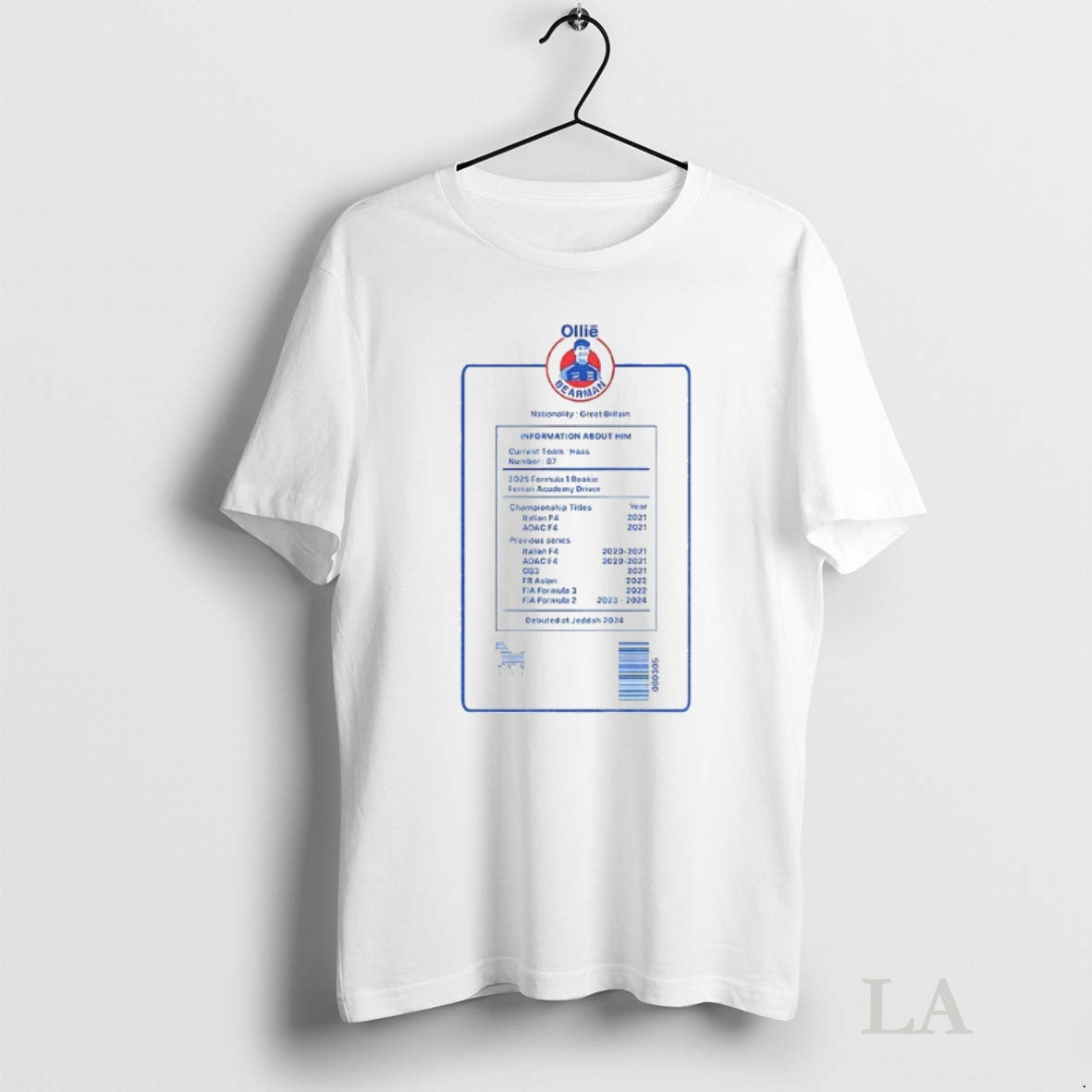 Original Ollie Bearman Prema Racing Nationality Great Britain Information About Him T-Shirts, Hoodie, Sweatshirt