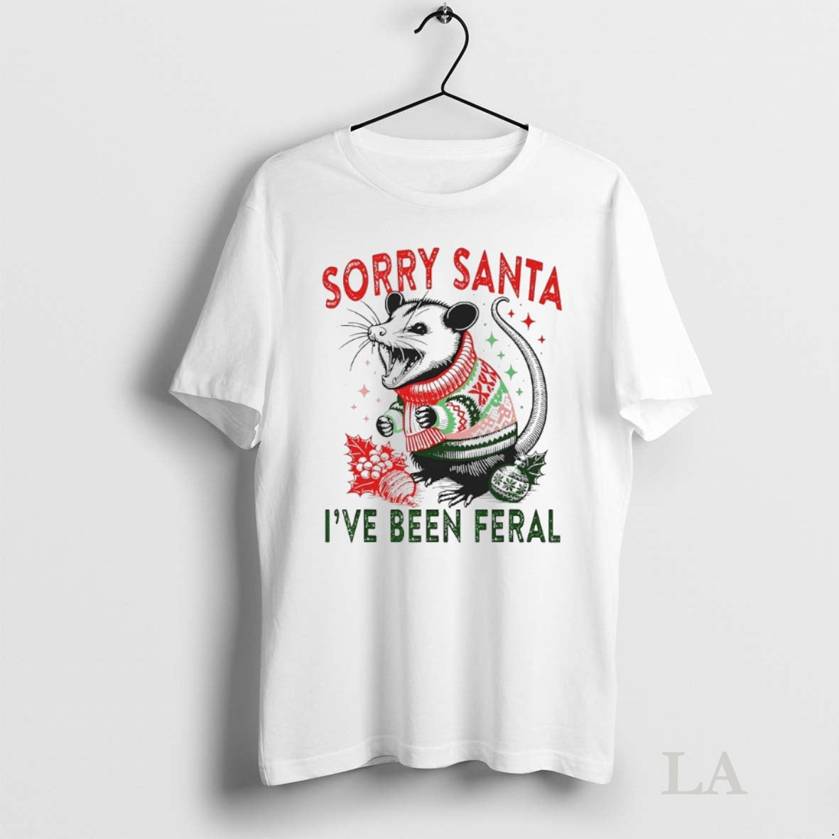 Original Opossum Sorry Santa Ive Been Feral T-Shirts, Hoodie, Sweatshirt | InkNestWear.com