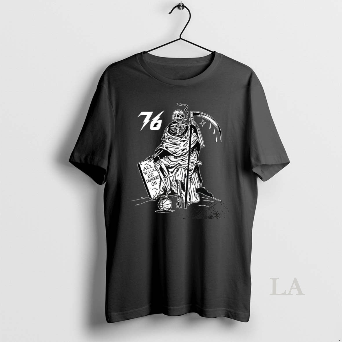 Original Philadelphia 76ers Basketball Grim Reaper All Will Be Dunked On T-Shirts, Hoodie, Sweatshirt | InkNestWear.com
