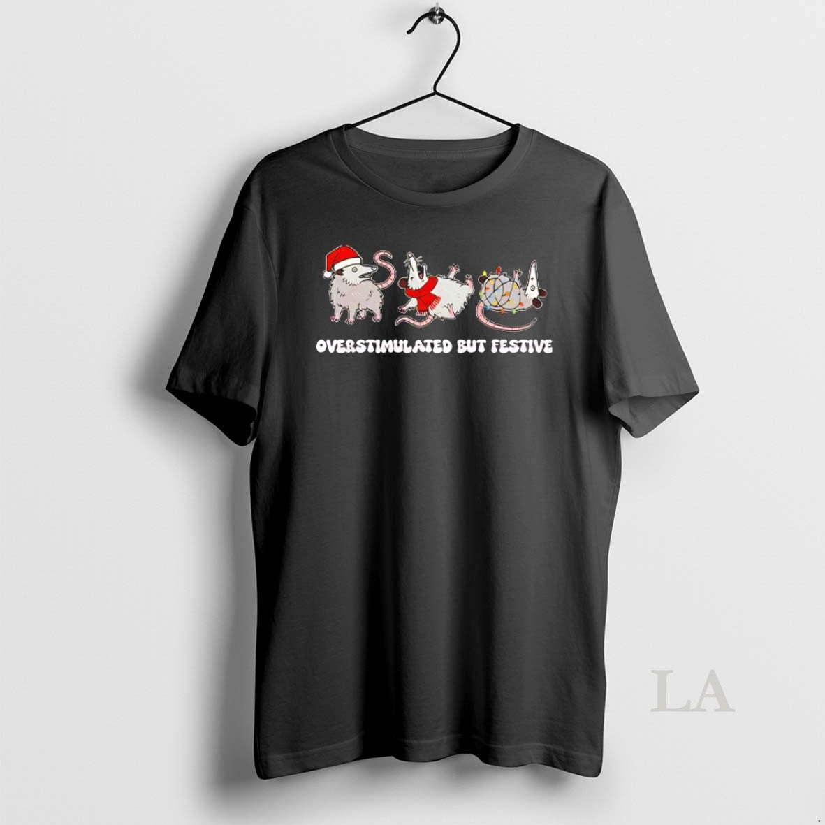 Original Possum Overstimulated But Festive Christmas T-Shirts, Hoodie, Sweatshirt | InkNestWear.com