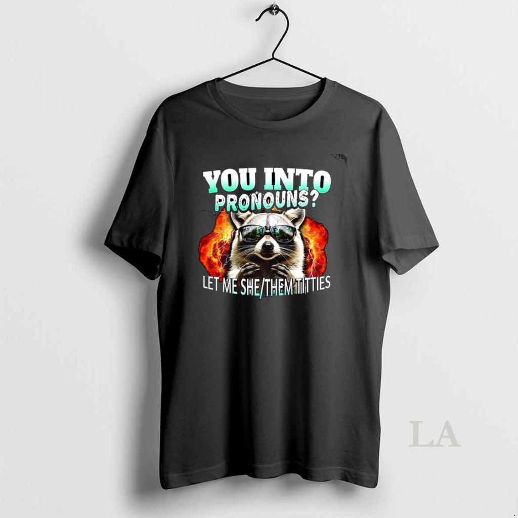 Original Raccoon Galsses You Into Pronouns Let Me She Them Titties T-Shirts, Hoodie, Sweatshirt | InkNestWear.com