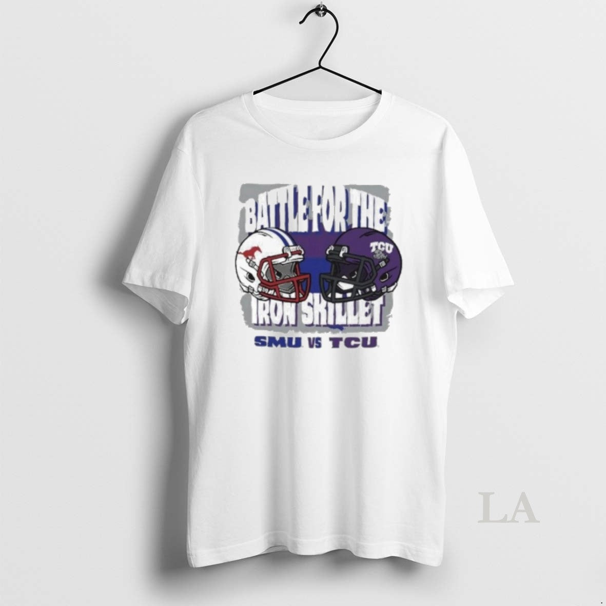 Original Smu Mustangs Vs Tcu Horned Frogs 2025 Battle For The Iron Skillet Helmet T-Shirts, Hoodie, Sweatshirt
