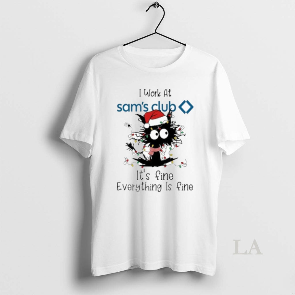 Original Santa Black Cat Light X Sams Club Logo Its Fine Everything Is Fine T-Shirts, Hoodie, Sweatshirt | InkNestWear.com