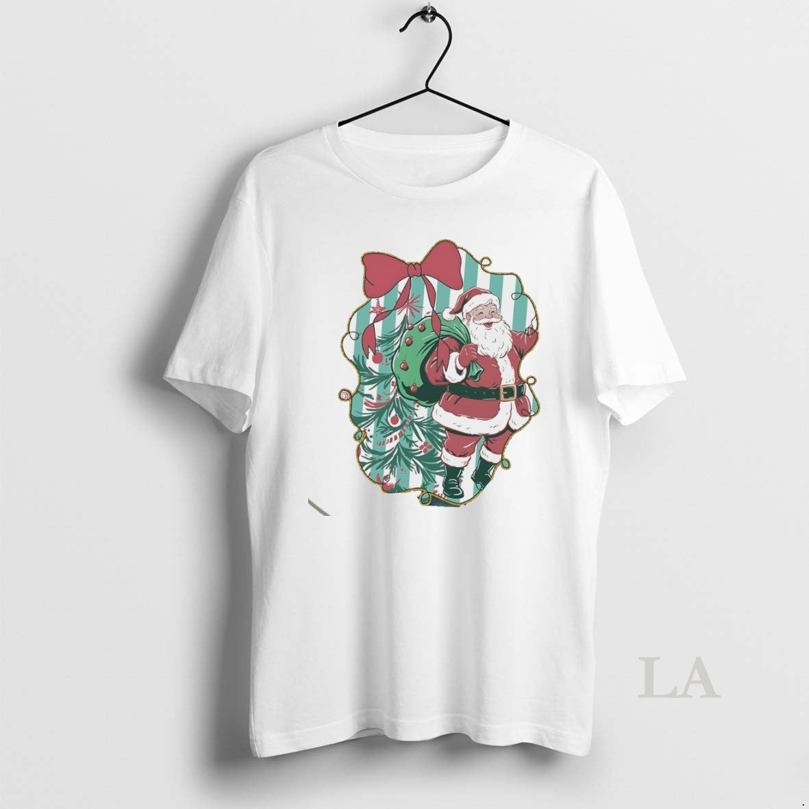 Original Santa Claus With Christmas Tree Ribbon Frame White T-Shirts, Hoodie, Sweatshirt | InkNestWear.com