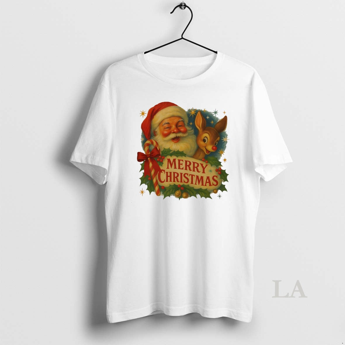 Original Santa And Rudolph Candy Cane Merry Christmas White T-Shirts, Hoodie, Sweatshirt | InkNestWear.com