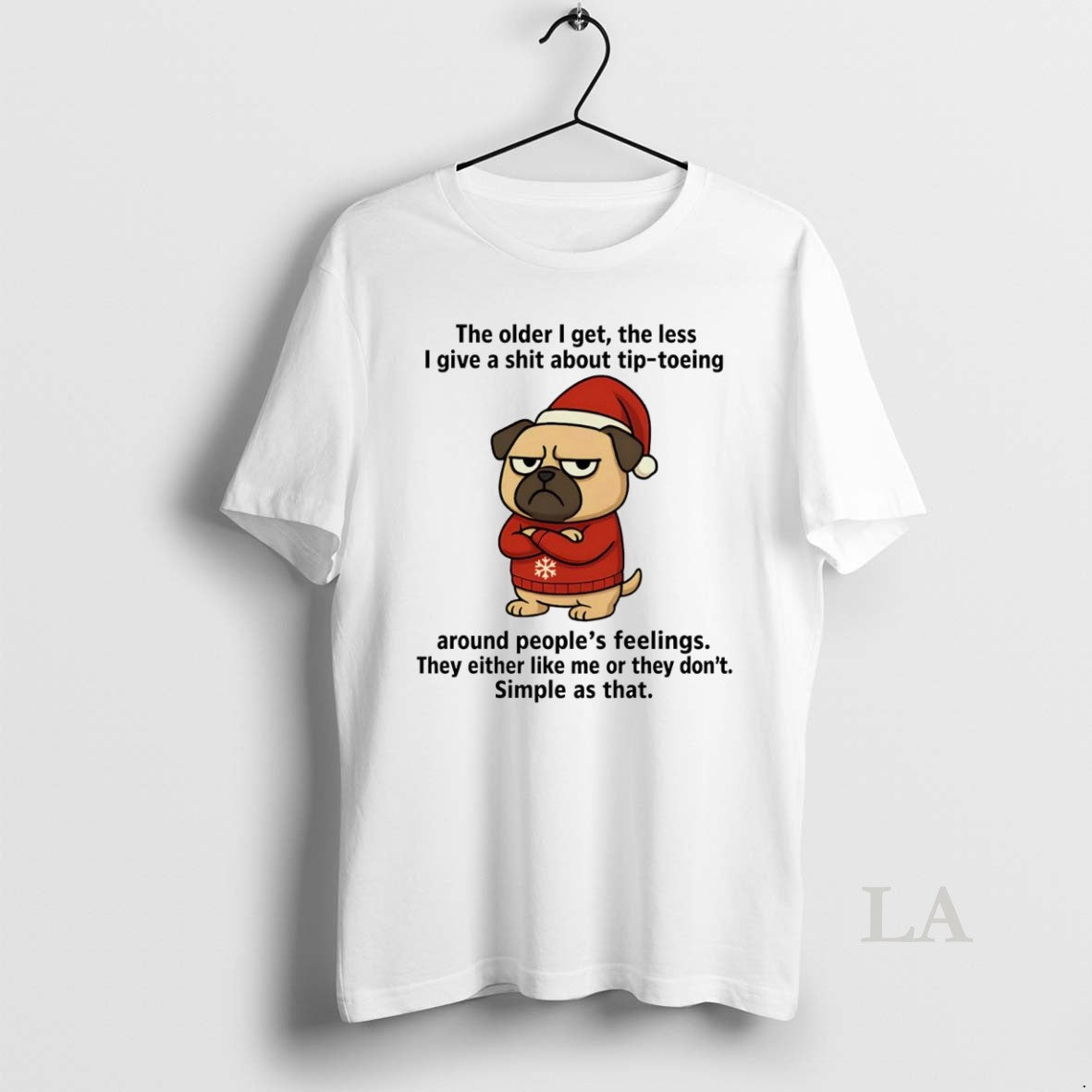 Original Santa Pug The Older I Get The Less I Give A Shit Christmas T-Shirts, Hoodie, Sweatshirt | InkNestWear.com
