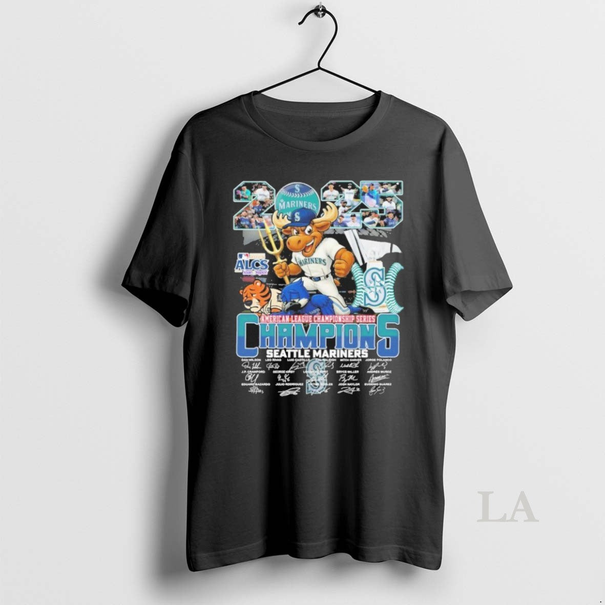 Original Seattle Mariners Mascot American League Champions 2025 Signatures T-Shirts, Hoodie, Sweatshirt