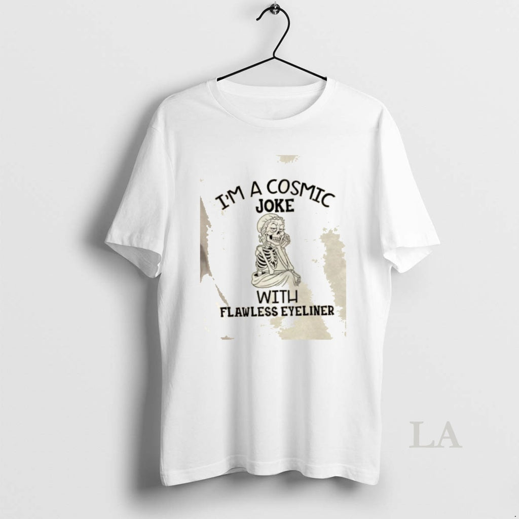 Original Skeleton Girl Im A Cosmic Joke With Flawless Eyeliner T-Shirts, Hoodie, Sweatshirt | InkNestWear.com