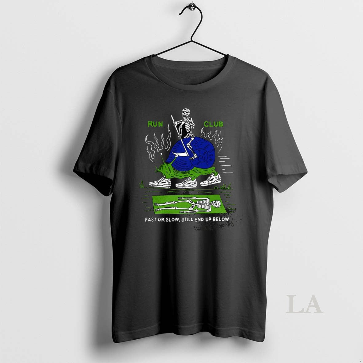 Original Skeleton Riding A Snail Run Club Fast Or Slow Still End Uo Below T-Shirts, Hoodie, Sweatshirt | InkNestWear.com