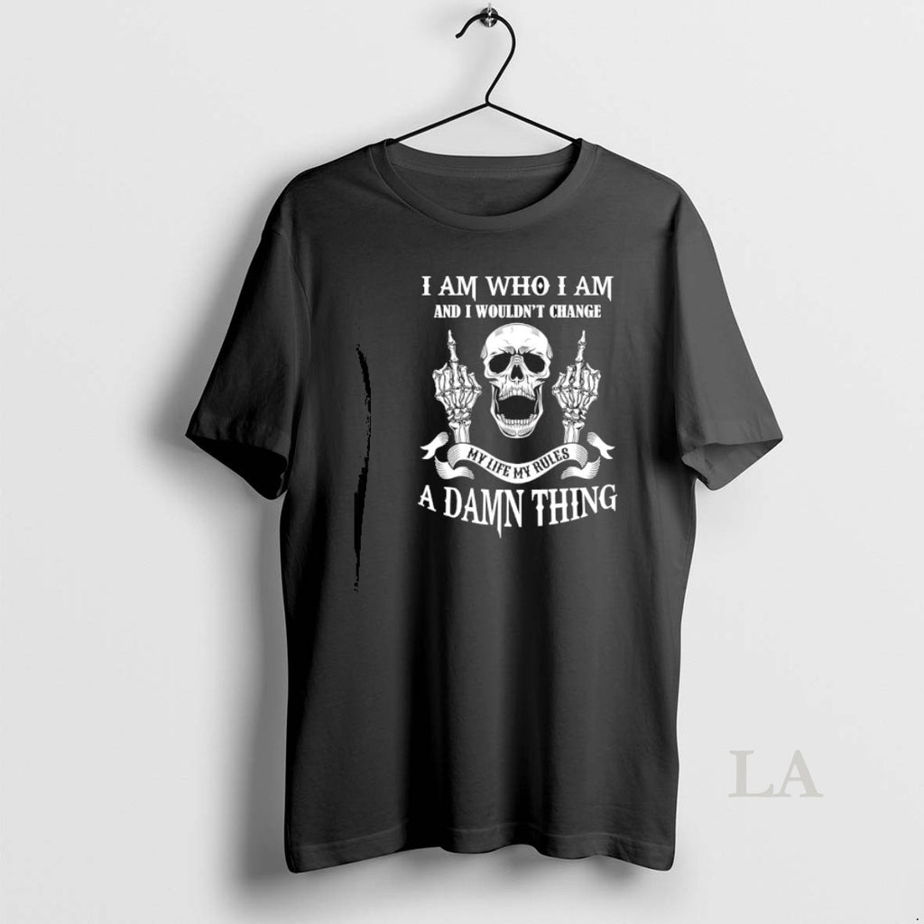 Original Skull Middle Finger I Am Who I Am And I Wouldnt Change My Life T-Shirts, Hoodie, Sweatshirt | InkNestWear.com