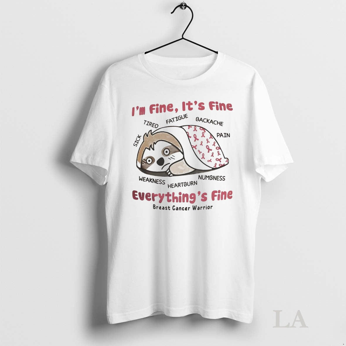 Original Sloth Breast Cancer Im Fine Its Fine Everythings Fine T-Shirts, Hoodie, Sweatshirt | InkNestWear.com