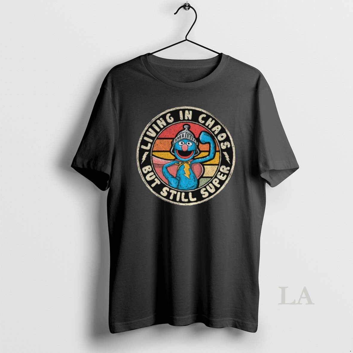Original Super Grover Brooch Living In Chaos But Still Super T-Shirts, Hoodie, Sweatshirt | InkNestWear.com