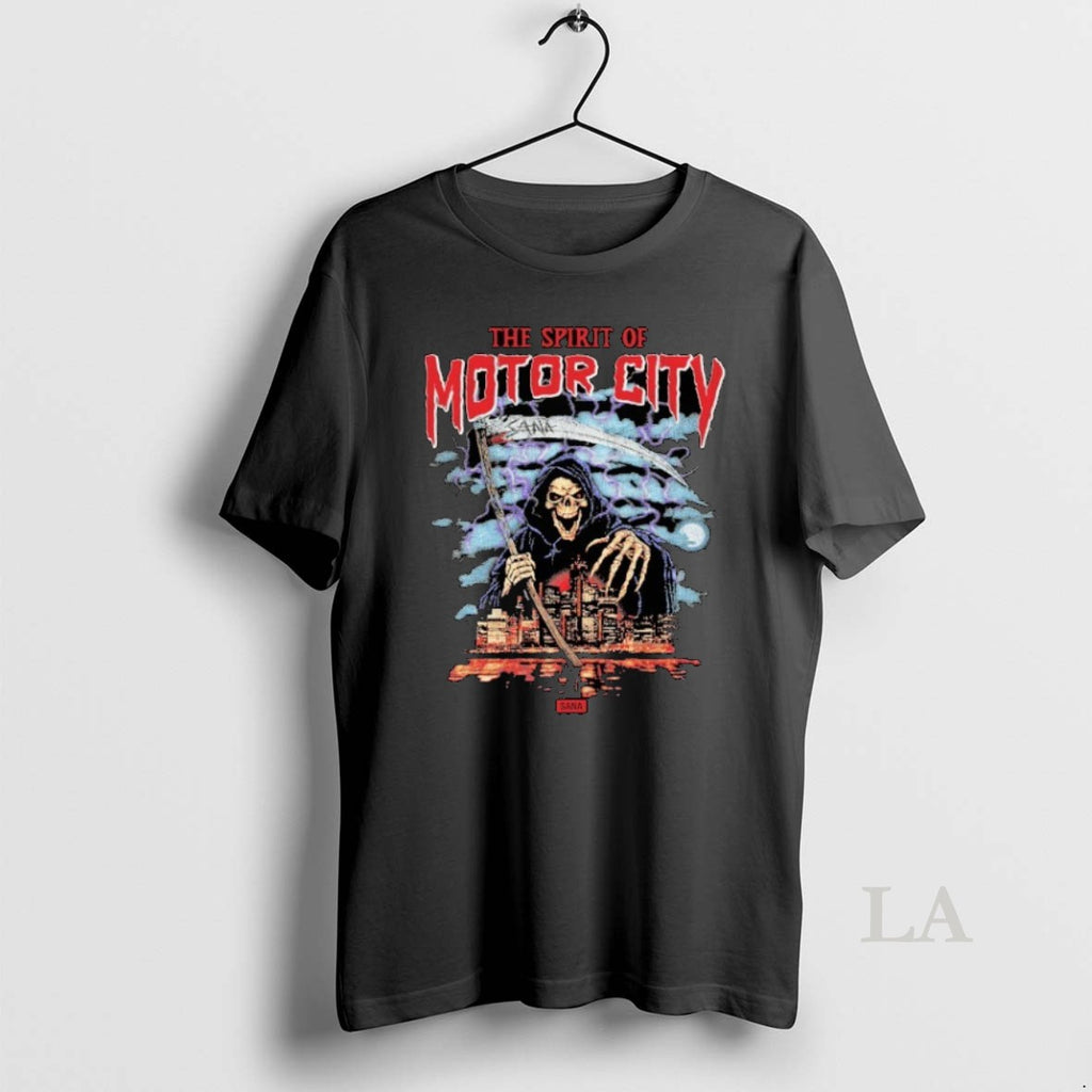 Original The Spirit Of Motor City Sana Grim Reaper Halloween T-Shirts, Hoodie, Sweatshirt | InkNestWear.com