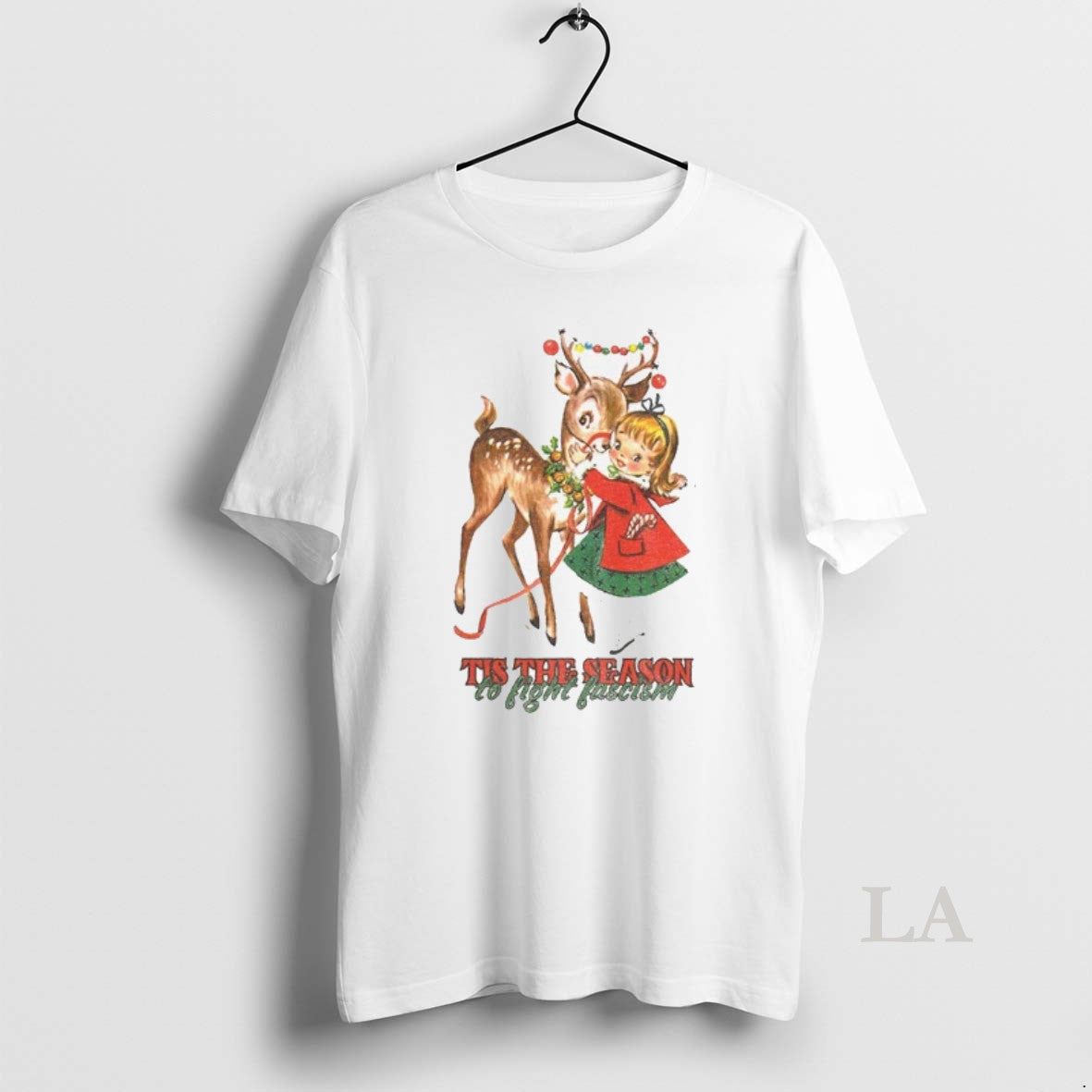 Original Tis The Season To Fight Fascism Vintage Christmas Reindeer T-Shirts, Hoodie, Sweatshirt | InkNestWear.com