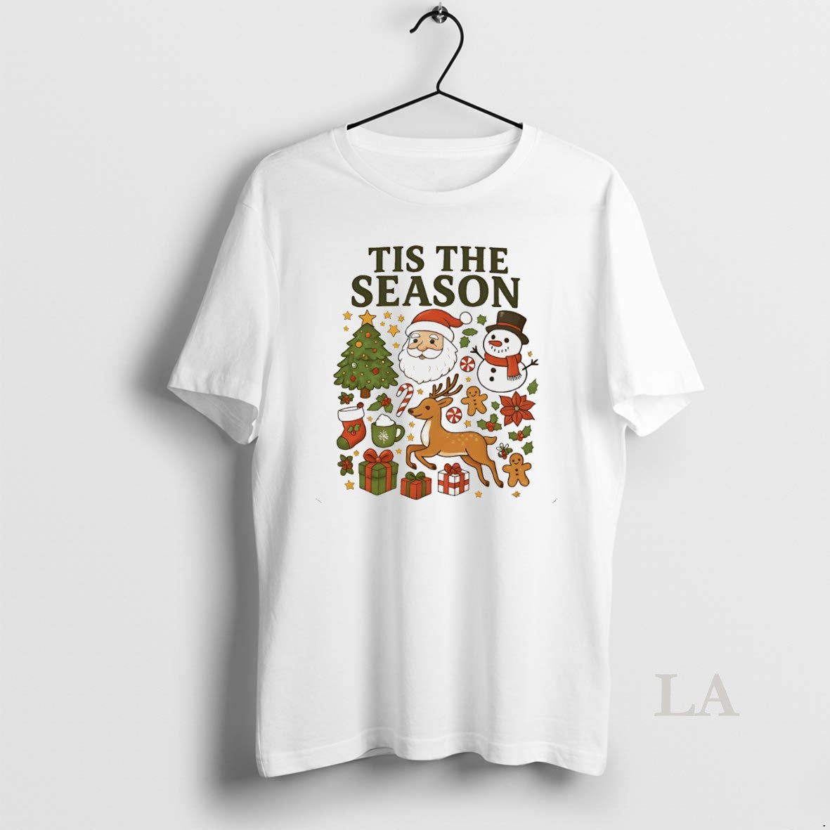 Original Tis The Season Christmas Icons Santa Snowman Reindeer White T-Shirts, Hoodie, Sweatshirt | InkNestWear.com