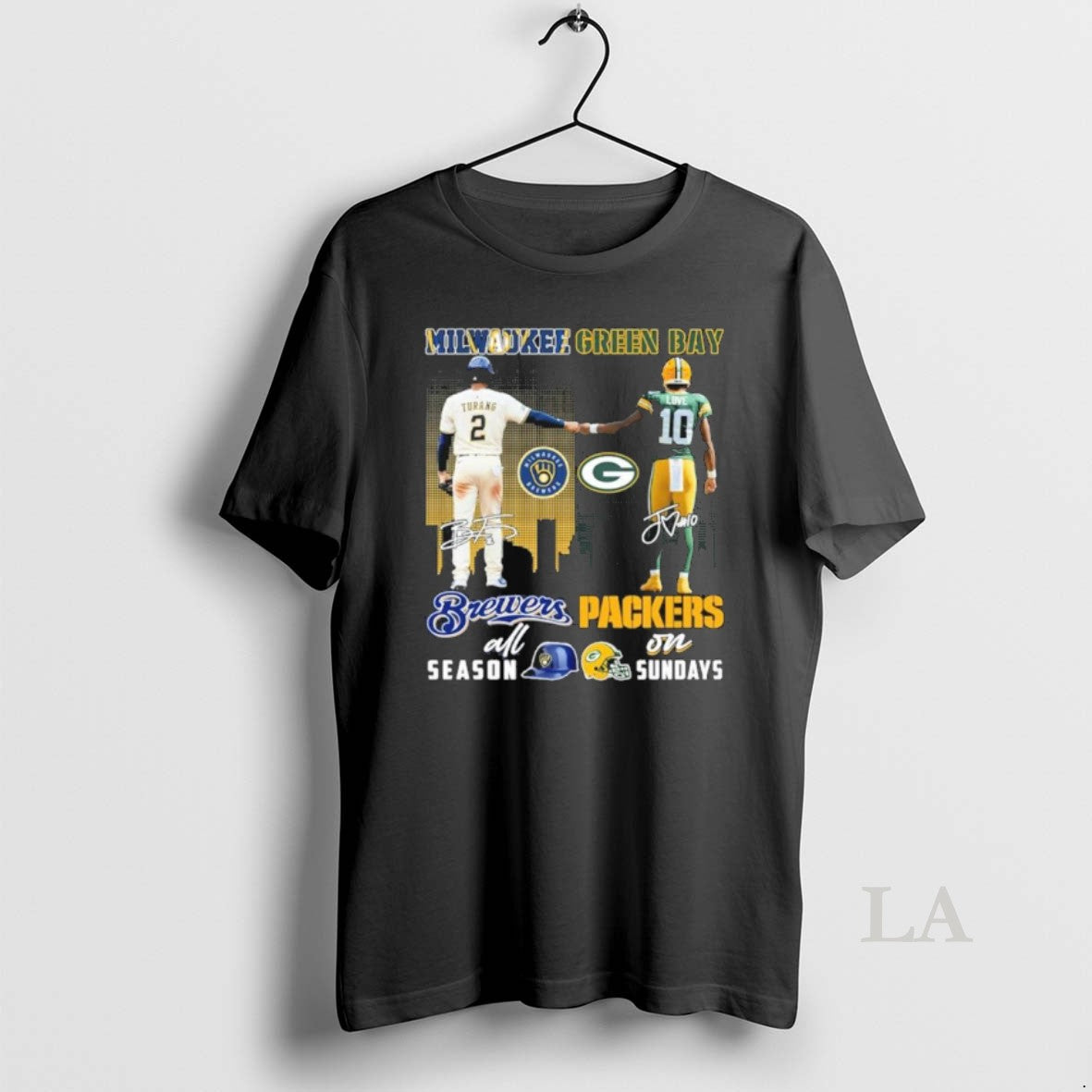 Original Turang Milwaukee Brewers All Season And Love Green Bay Packers On Sundays T-Shirts, Hoodie, Sweatshirt