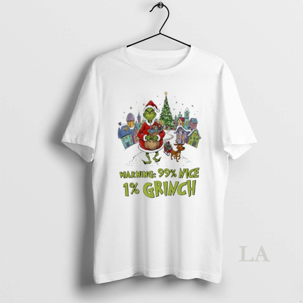 Original Warning 99 Percent Nice 1 Percent Grinch Christmas T-Shirts, Hoodie, Sweatshirt | InkNestWear.com