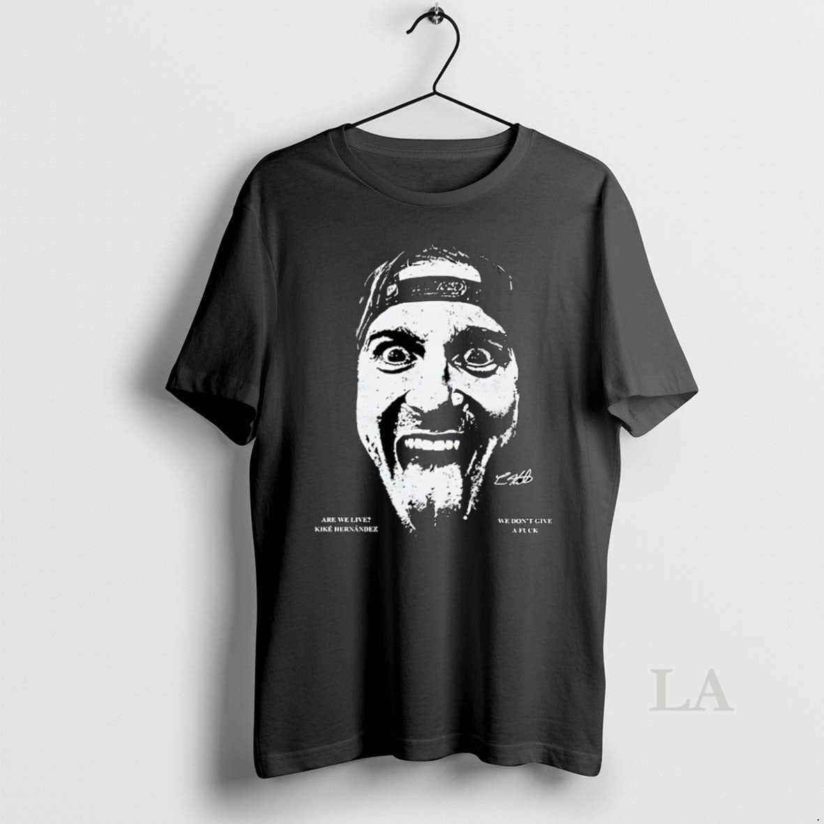 Original We Dont Give A Fuck Are We Live Kike Hernandez Big Head T-Shirts, Hoodie, Sweatshirt | InkNestWear.com