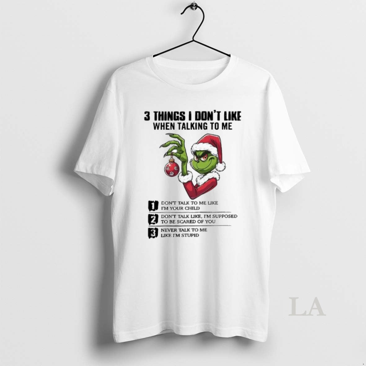 Original Xmas Grinch Three Things I Dont Like When Talking To Me T-Shirts, Hoodie, Sweatshirt | InkNestWear.com
