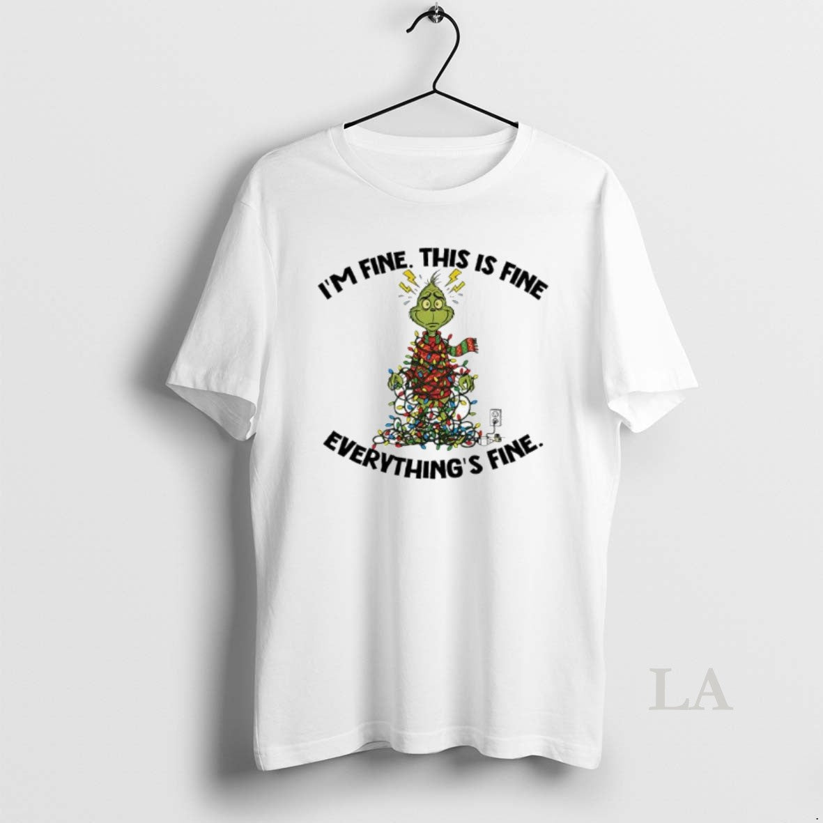 Original Xmas Grinch X Christmas Lights Im Fine This Is Fine Everythings Fine T-Shirts, Hoodie, Sweatshirt | InkNestWear.com