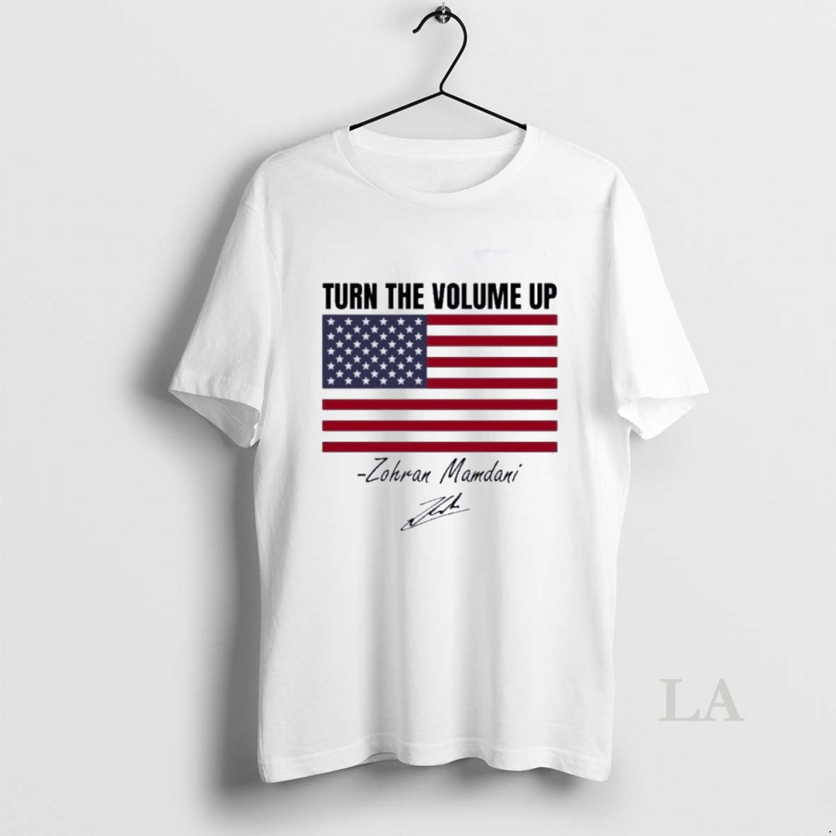 Original Zohran Mamdani Turn The Volume Up Signature American Flag T-Shirts, Hoodie, Sweatshirt | InkNestWear.com