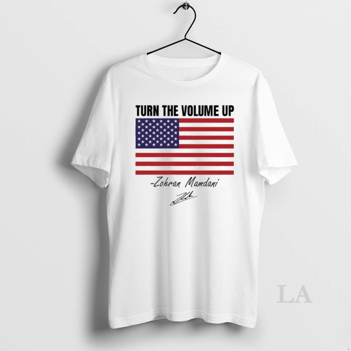 Original Zohran Mamdani Turn The Volume Up American Flag Signature T-Shirts, Hoodie, Sweatshirt | InkNestWear.com