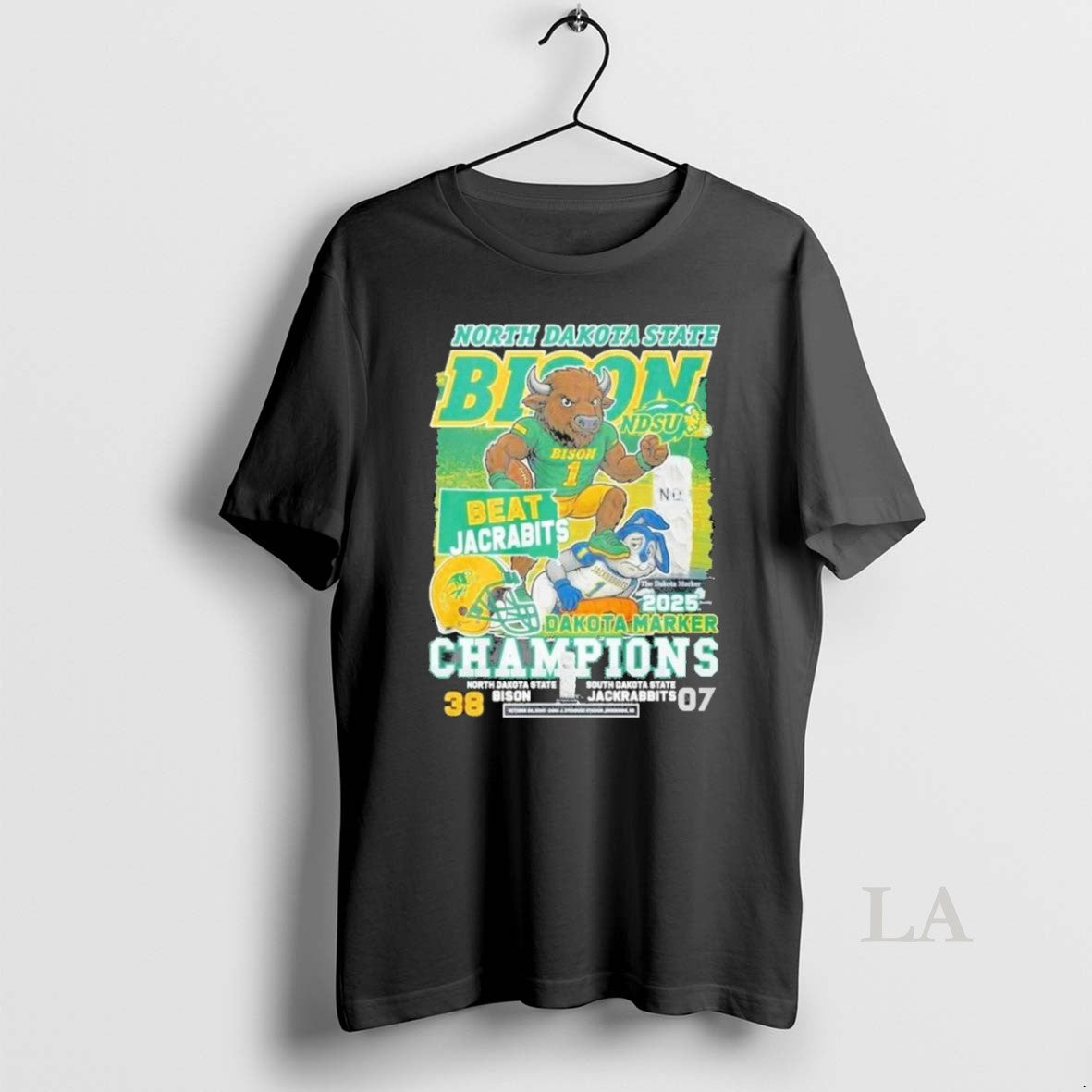 Original North Dakota State Bison 38 07 South Dakota State Jackrabbits 2025 Dakota Marker Champions T-Shirts, Hoodie,...