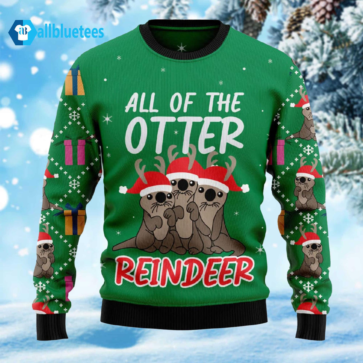 Otter Reindeer Ugly Christmas Sweater