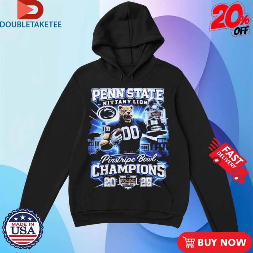 Penn State Nittany Lions 2025 Pinstripe Bowl Champions Mascot Trophy Shirts