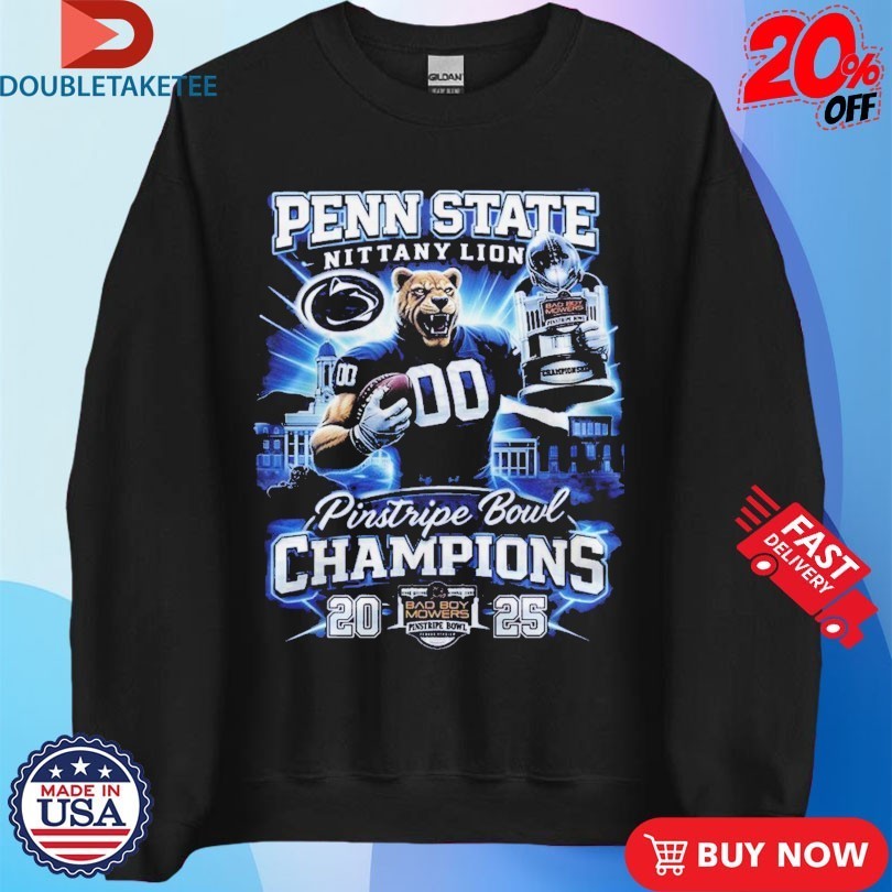 Penn State Nittany Lions 2025 Pinstripe Bowl Champions Mascot Trophy Shirts