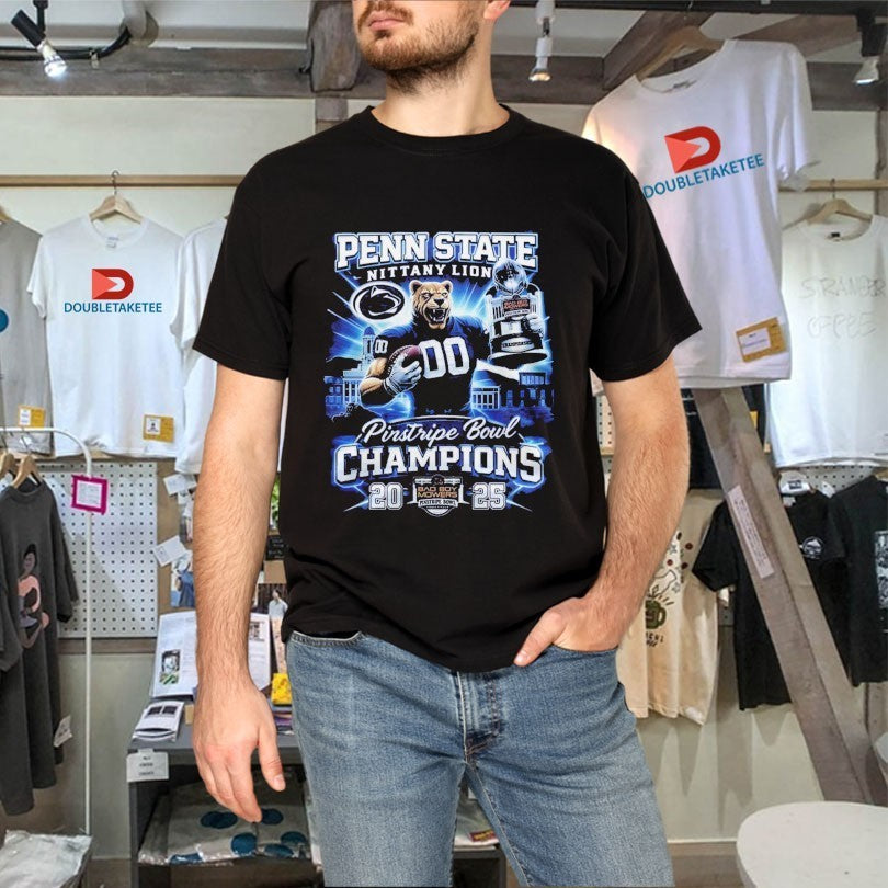Penn State Nittany Lions 2025 Pinstripe Bowl Champions Mascot Trophy Shirts