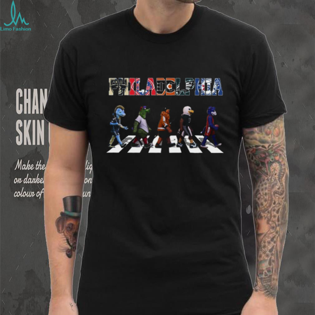 Philadelphia Sports Mascots Abbey Road Crossing T Shirt