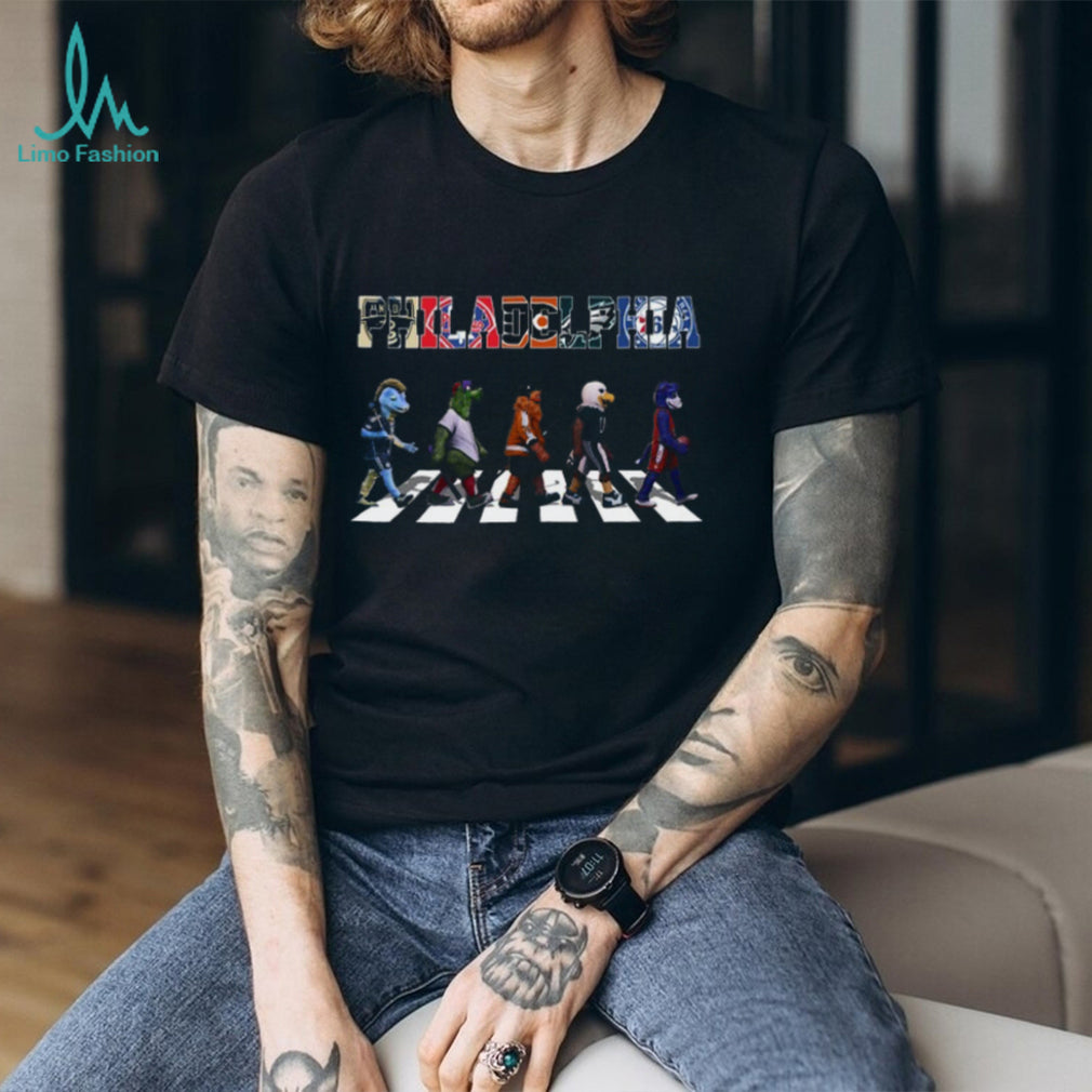 Philadelphia Sports Mascots Abbey Road Crossing T Shirt