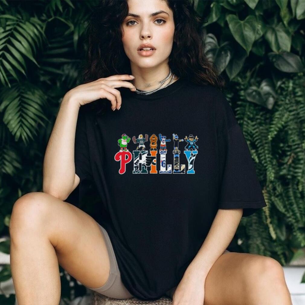 Philly Sports Mascots “PHILLY” Logo Typography T Shirt