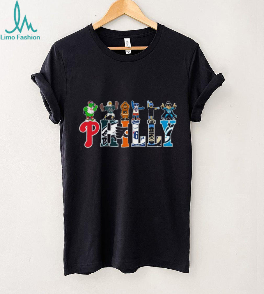 Philly Sports Mascots “PHILLY” Logo Typography T Shirt