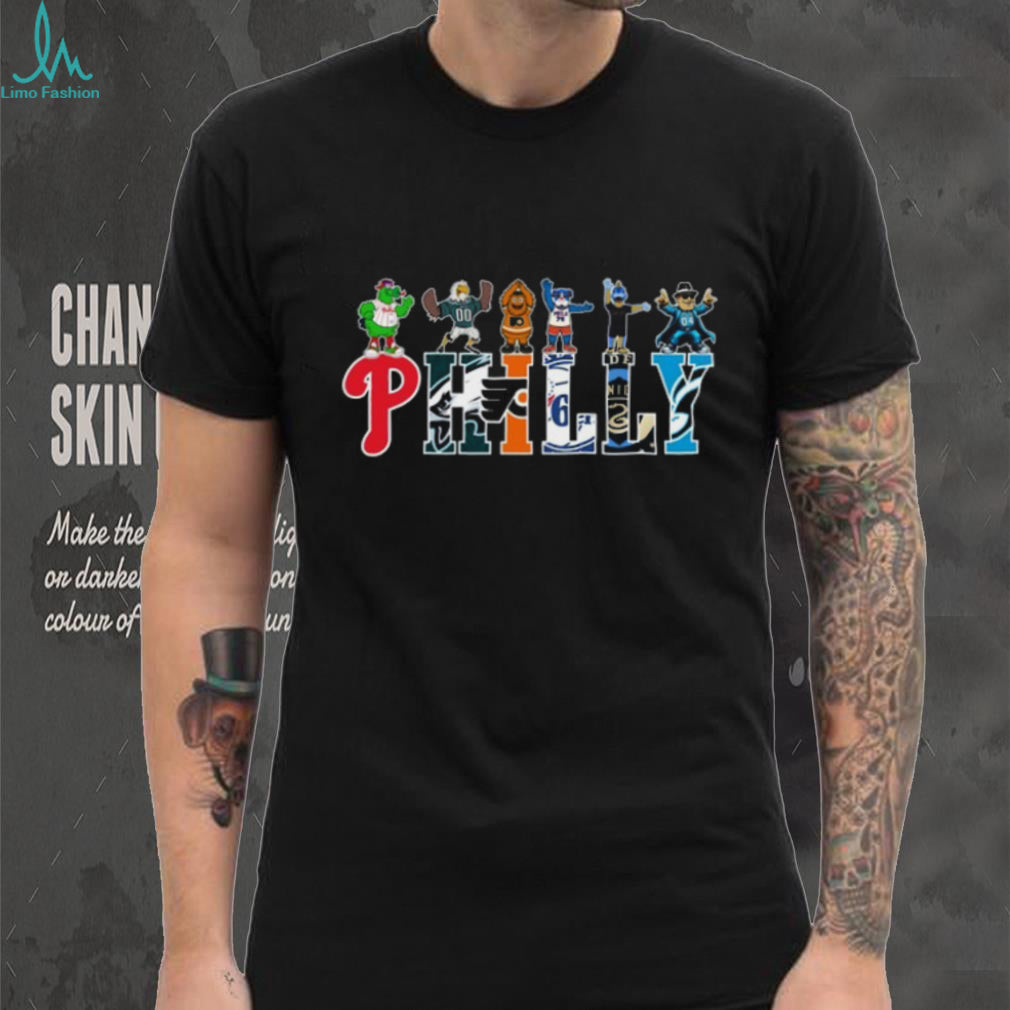 Philly Sports Mascots “PHILLY” Logo Typography T Shirt