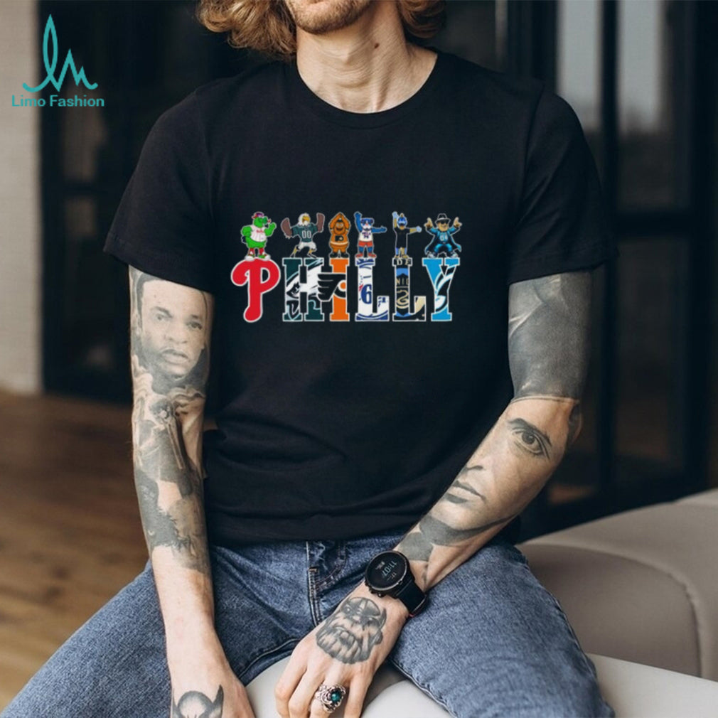 Philly Sports Mascots “PHILLY” Logo Typography T Shirt