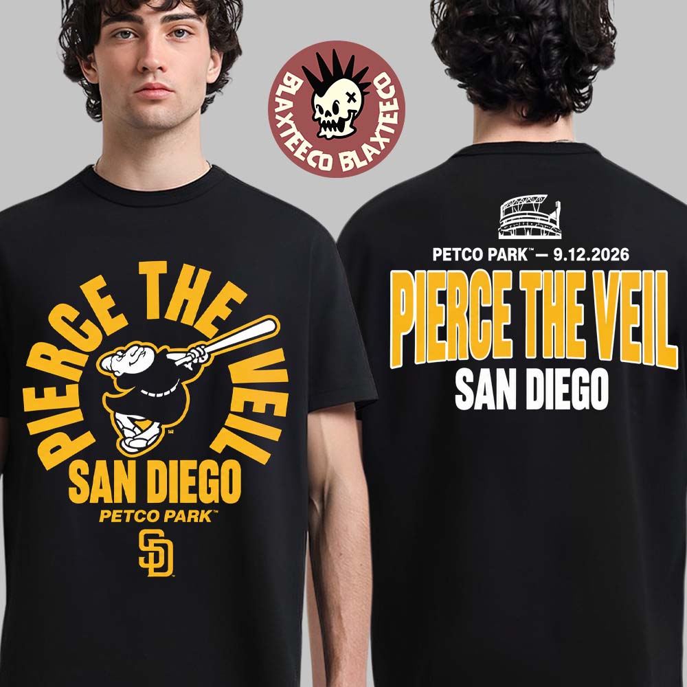 Pierce The Veil X San Diego Padres San Diego 2026 Event Tee Live At Petco Park On September 12 2026 Two Sided T-Shirt