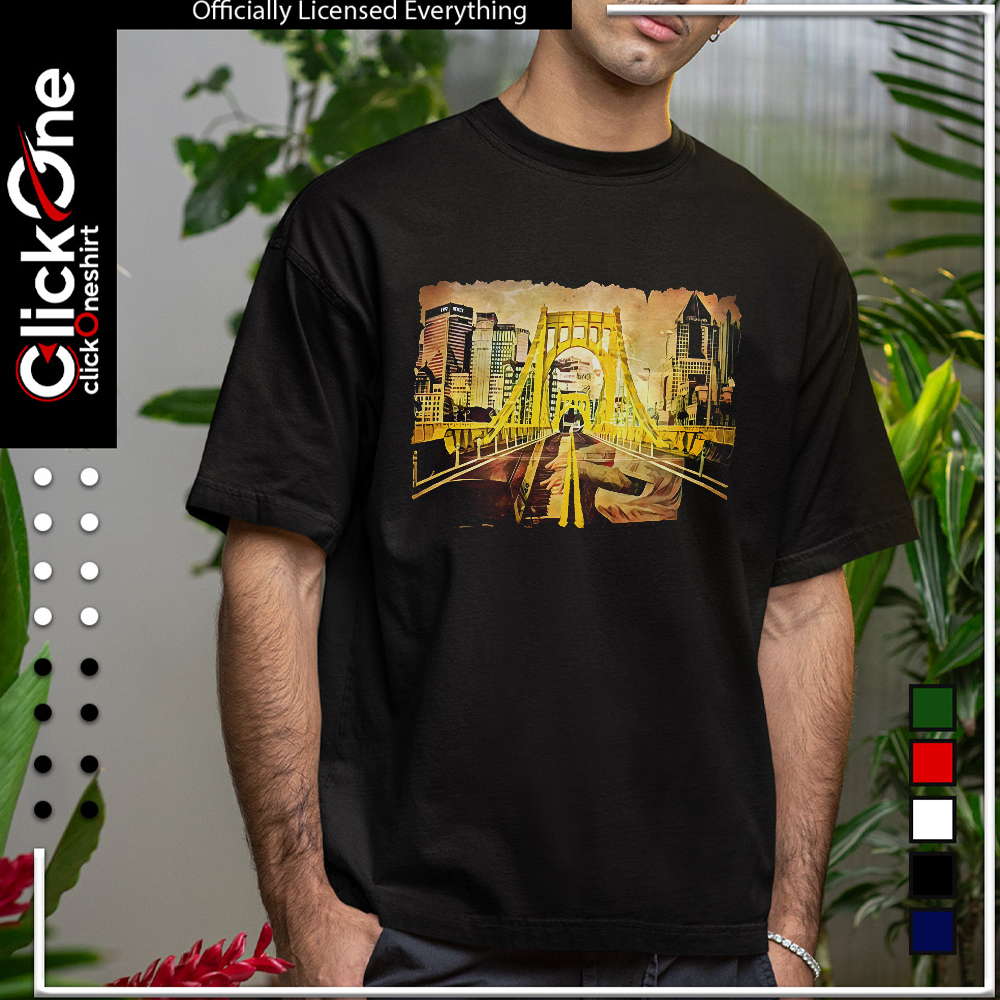 Pittsburgh Skyline Roberto Clemente Bridge Piano Music Player 1992 shirt
