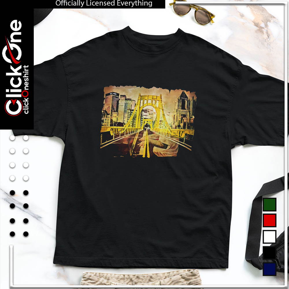 Pittsburgh Skyline Roberto Clemente Bridge Piano Music Player 1992 shirt