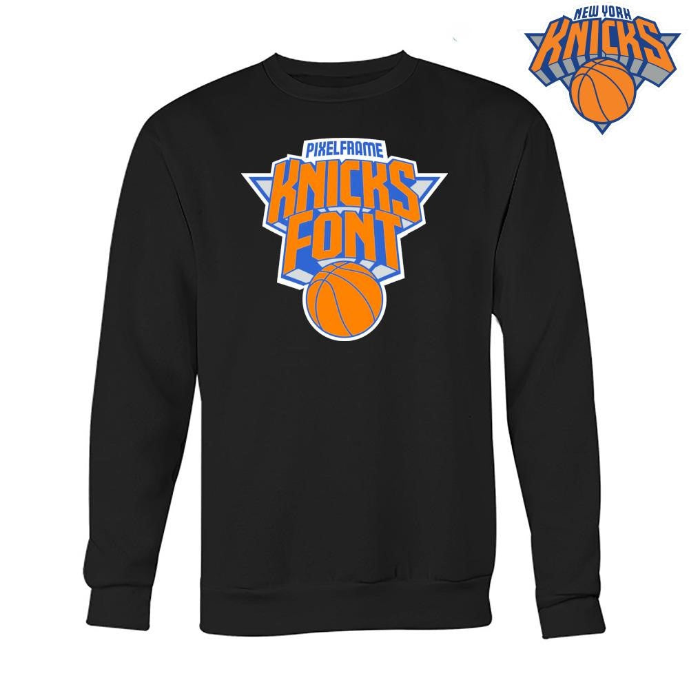 Pixelframe New York Knicks Logo Font Orange Blue Basketball Shirt