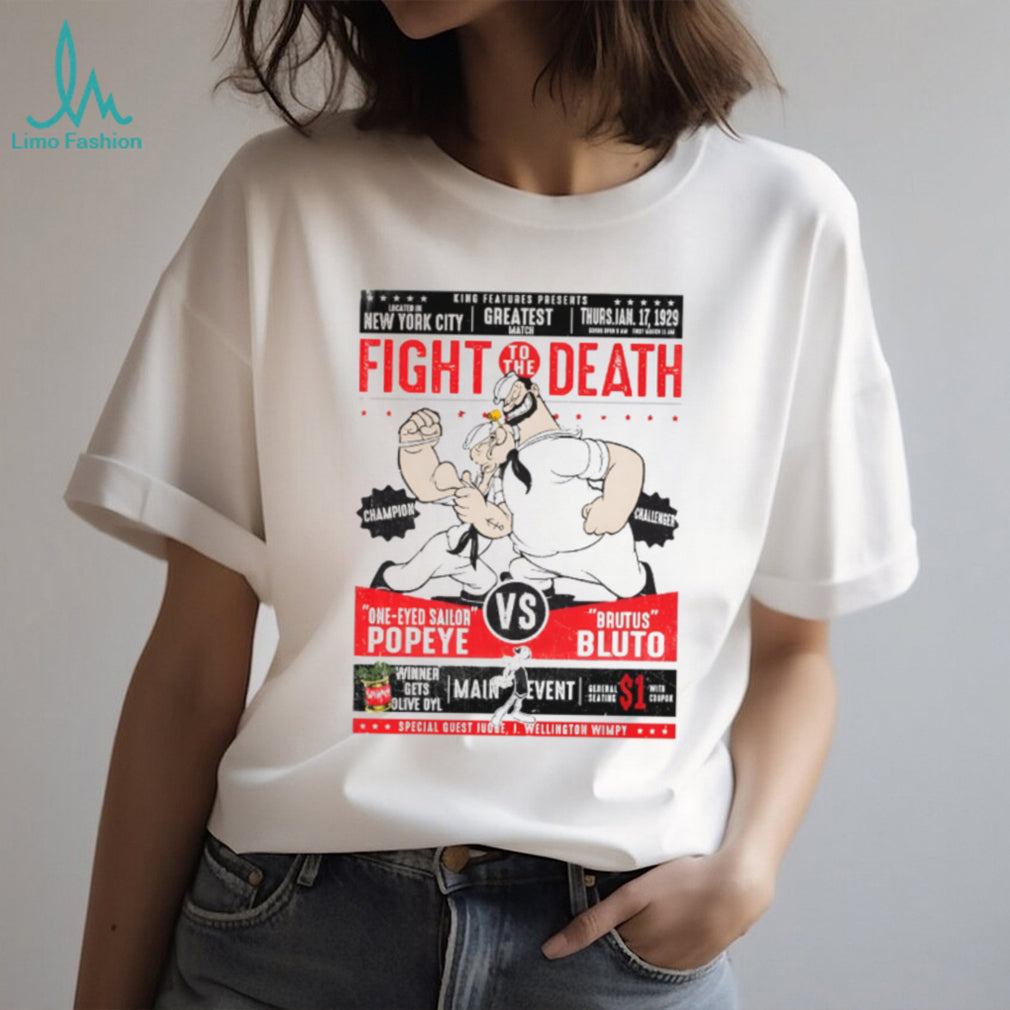 Popeye vs Bluto “Fight To The Death” 1929 Retro Boxing Poster T Shirt
