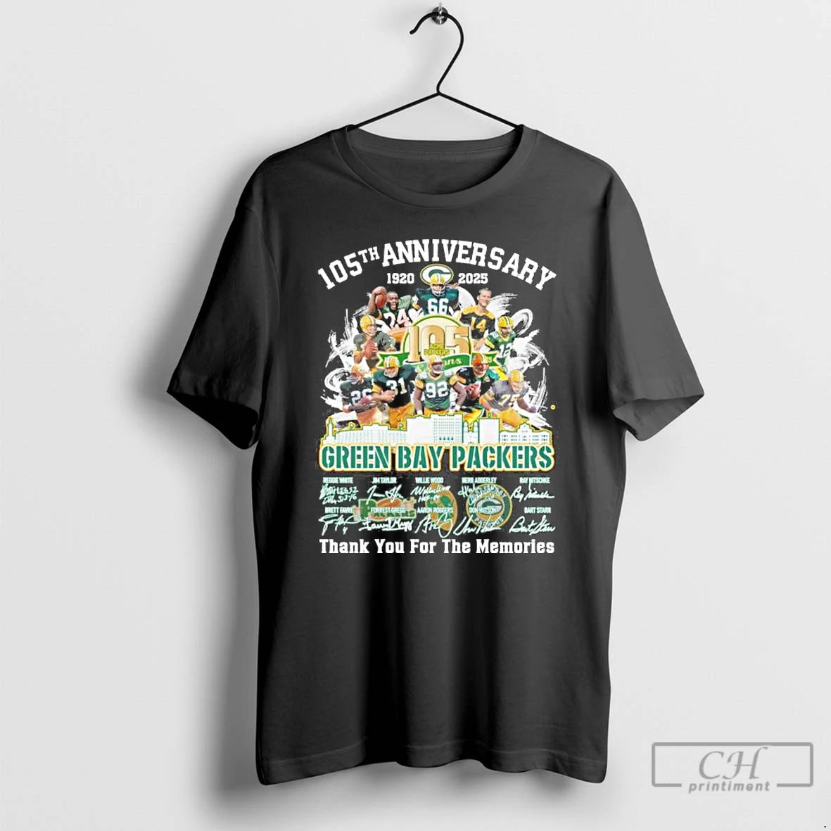 Premium 105th Anniversary 1920 2025 Green Bay Packers Teams Signatures T Shirts Hoodie, Sweatshirt | InkNestWear.com