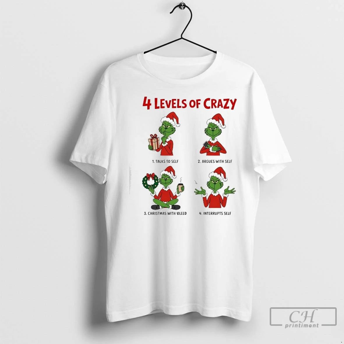Premium 4 Levels Of Crazy Grinch Christmas With Oleed T-Shirts, Hoodie, Sweatshirt | InkNestWear.com